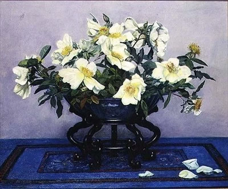 Herbert Schmalz - Angelico, rose gialle in un vaso